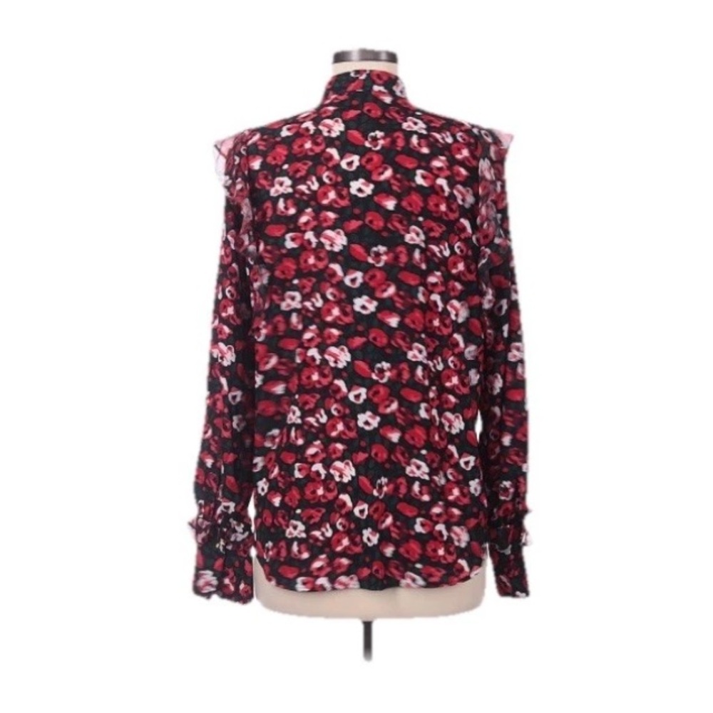RALPH LAUREN Floral Ruffle Button Long Sleeve Blouse M Career Classic Timeless - Picture 5 of 11